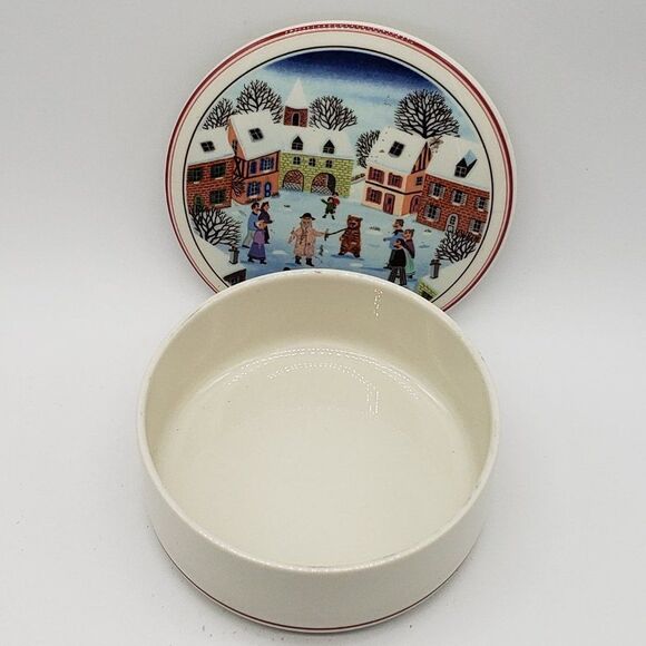 Villeroy & Boch Porcelain Naif Christmas Large Cover Candy Box Signed G. Laplau - Picture 5 of 10